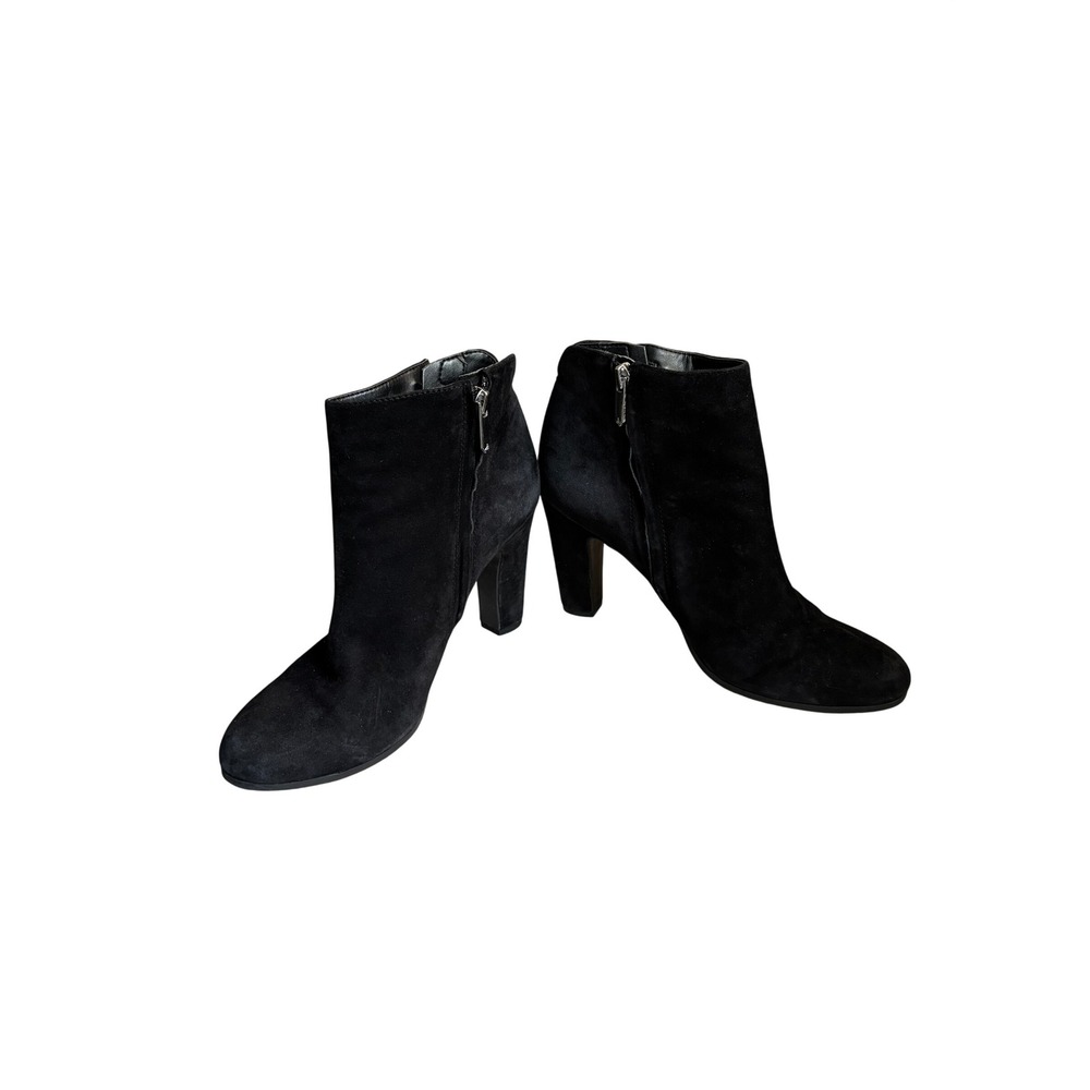 Sam Edelman Black Suede Ankle Boots Block Heel Tassel Zip Booties Women 7.5